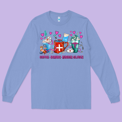 Coffee Nurse Repeat Nurse Coffee Cups Long Sleeve Tee Designed By Fadigitalartstudio