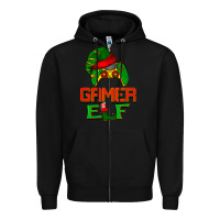 Black Christmas gamer elf Zipper Hoodie - BarkalooDesign