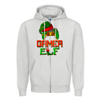 Dove Grey Christmas gamer elf Zipper Hoodie - BarkalooDesign