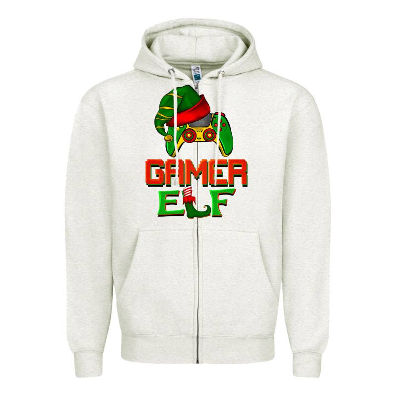 Christmas Gamer Elf Zipper Hoodie by BarkalooDesign | Teevron