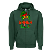 Sports Green Christmas gamer elf Zipper Hoodie - BarkalooDesign