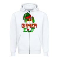 White Christmas gamer elf Zipper Hoodie - BarkalooDesign