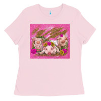 Bubblegum Pink pigs Ladies Tee - TumblerDesignByShophia
