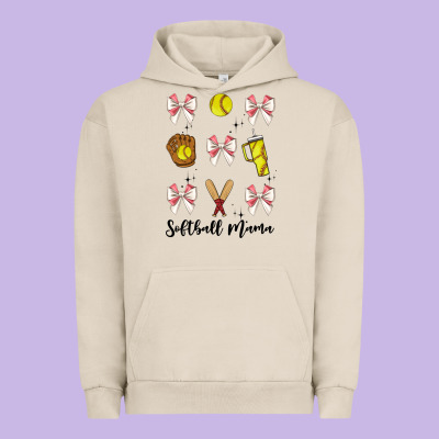 Softball Coquette Bow Urban Hoodie Designed By Jahusdesignshop