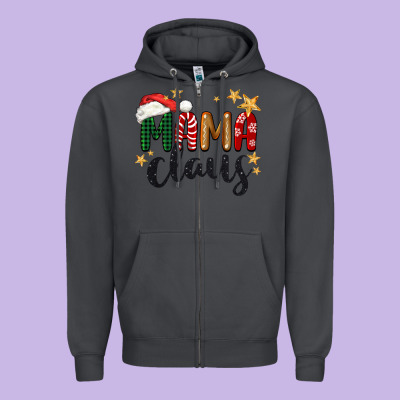 Mama Claus Christmas Zipper Hoodie Designed By Barkaloodesign