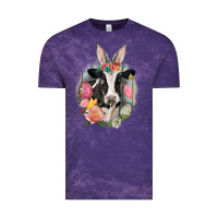 Cloud Purple Happy Easter Cow Easter Day Vintage Tee - CowGirlArtShop