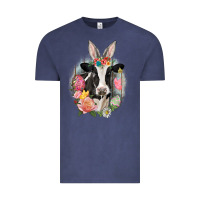 Vintage Denim Happy Easter Cow Easter Day Vintage Tee - CowGirlArtShop