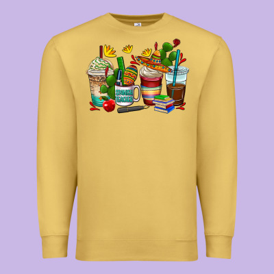 Spanish Teacher Coffee Cups Premium Sweatshirt Designed By Adodesignshop