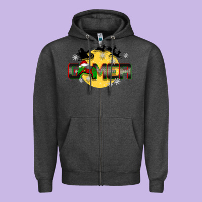 Christmas Gamer Zipper Hoodie Designed By Barkaloodesign