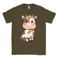 Army Green Cartoon Cow Classic Tee - HowdyJamesFarm