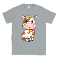 Heather Grey Cartoon Cow Classic Tee - HowdyJamesFarm