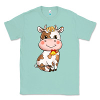 Seafoam Cartoon Cow Classic Tee - HowdyJamesFarm