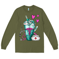 Army Green Nurse Frappe Long Sleeve Tee - FaDigitalArtStudio