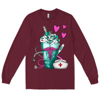 Burgundy Nurse Frappe Long Sleeve Tee - FaDigitalArtStudio