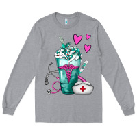 Heather Grey Nurse Frappe Long Sleeve Tee - FaDigitalArtStudio