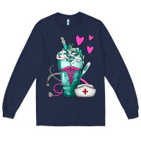 Navy Nurse Frappe Long Sleeve Tee - FaDigitalArtStudio