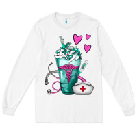 White Nurse Frappe Long Sleeve Tee - FaDigitalArtStudio