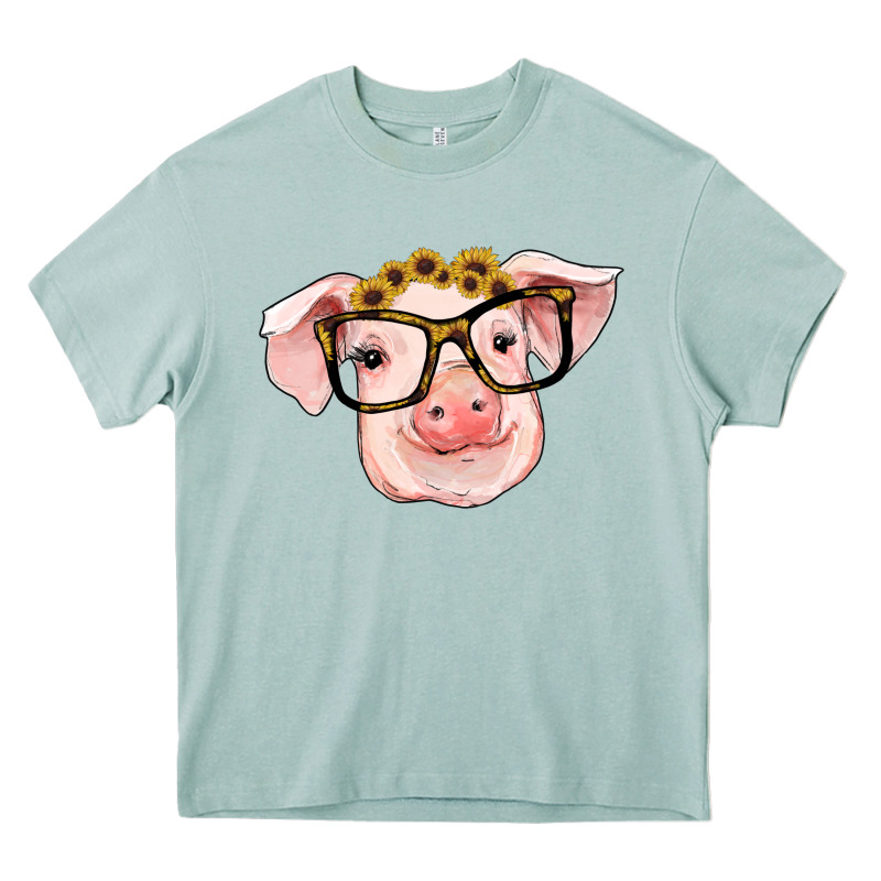 Sunflowers With Pig Heavy Core Tee by RanaPortraitStore | Teevron