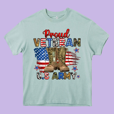 Proud Veteran U.s Army Heavy Core Tee Designed By Ranaportraitstore
