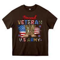 Chocolate Brown proud veteran u.s army Heavy Core Tee - RanaPortraitStore