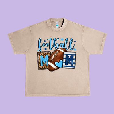 Football Mom Blue Team Color  Mother's Day Urban Heavy Tee Designed By Howdyjamesfarm