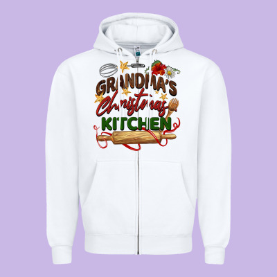 Grandma's Christmas Kitchen Zipper Hoodie Designed By Barkaloodesign