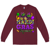 Burgundy Mardi Gras squad Long Sleeve Tee - FaDigitalArtStudio
