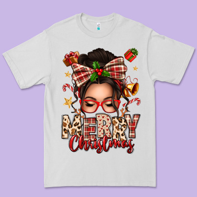 Merry Christmas Messy Bun Premium Tee Designed By Texasbilliewilder