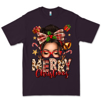 Plum merry christmas messy bun Premium Tee - texasbilliewilder