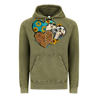Vintage Olive cowhide leopard hearts Vintage Hoodie - OliviaCreatesArt
