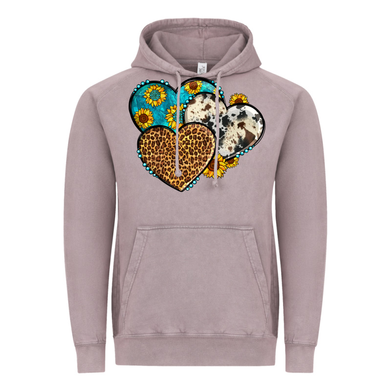 Cowhide Leopard Hearts Vintage Hoodie by OliviaCreatesArt | Teevron