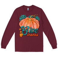 Burgundy Give Thanks Long Sleeve Tee - FaDigitalArtStudio