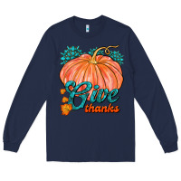 Navy Give Thanks Long Sleeve Tee - FaDigitalArtStudio