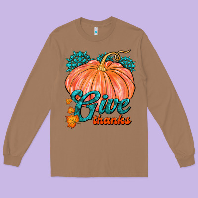 Give Thanks Long Sleeve Tee Designed By Fadigitalartstudio