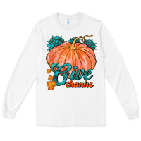 White Give Thanks Long Sleeve Tee - FaDigitalArtStudio