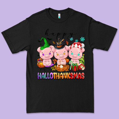 Happy Hallothanksmas Pigs Premium Tee Designed By Texasbilliewilder