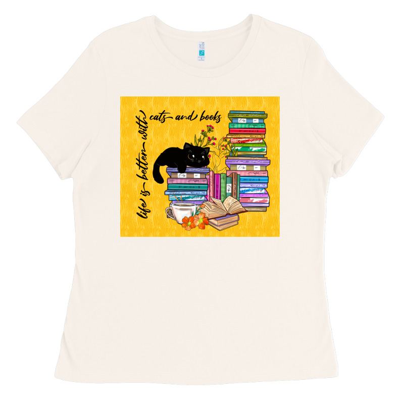 Life Is Better With Cats And Books Ladies Tee by TumblerDesignByShophia | Teevron
