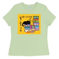 Matcha life is better with cats and books Ladies Tee - TumblerDesignByShophia