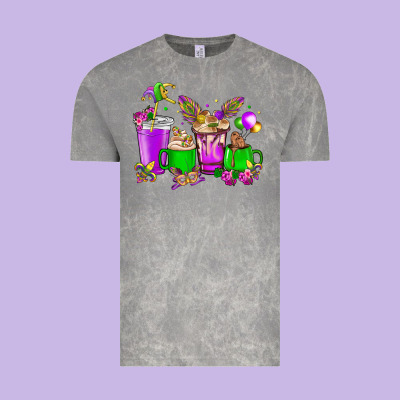 Mardi Gras Coffee Cups Vintage Tee Designed By Howdyjamesfarm