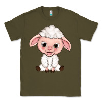 Army Green Cartoon Lamb Classic Tee - HowdyJamesFarm