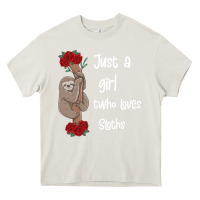 Cream just a girl who loves sloths Heavy Core Tee - Bettercallsaul