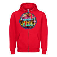 Red western groovy teachers aide Zipper Hoodie - BarkalooDesign