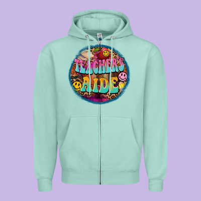 Western Groovy Teachers Aide Zipper Hoodie Designed By Barkaloodesign