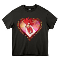 Asphalt valentines day rooster with leopard heart Heavy Core Tee - RanaPortraitStore