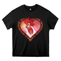 Black valentines day rooster with leopard heart Heavy Core Tee - RanaPortraitStore