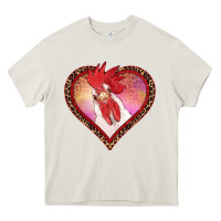 Cream valentines day rooster with leopard heart Heavy Core Tee - RanaPortraitStore