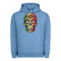 Pigment Pebble Blue mexican skull Urban Hoodie - JahusDesignShop