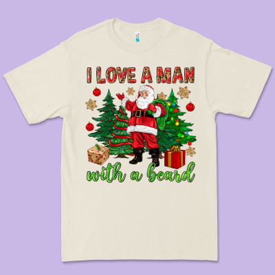 I Love A Man With A Beard Christmas Premium Tee Designed By Nancycooperartshop