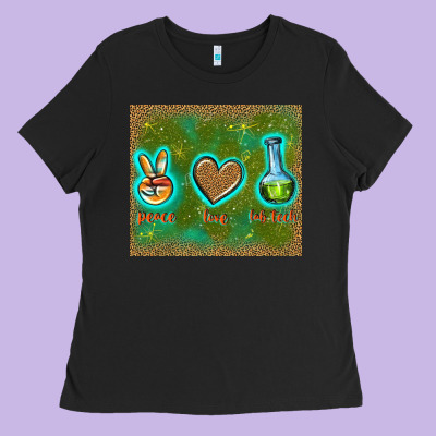 Peace Love Lab Tech Ladies Tee Designed By Tumblerdesignbyshophia
