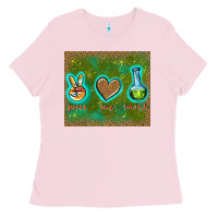 Bubblegum Pink peace love lab tech Ladies Tee - TumblerDesignByShophia
